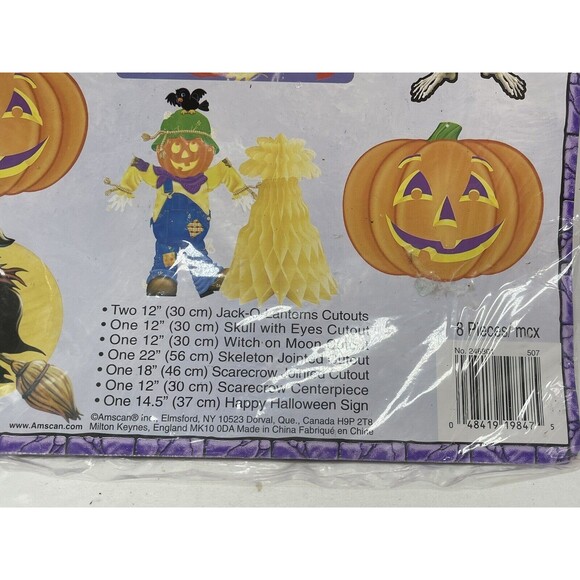 Vintage Amscam 8 Eight Halloween DieCut Ephemera Paper Fall Decor Witch Skeleton - Picture 2 of 12